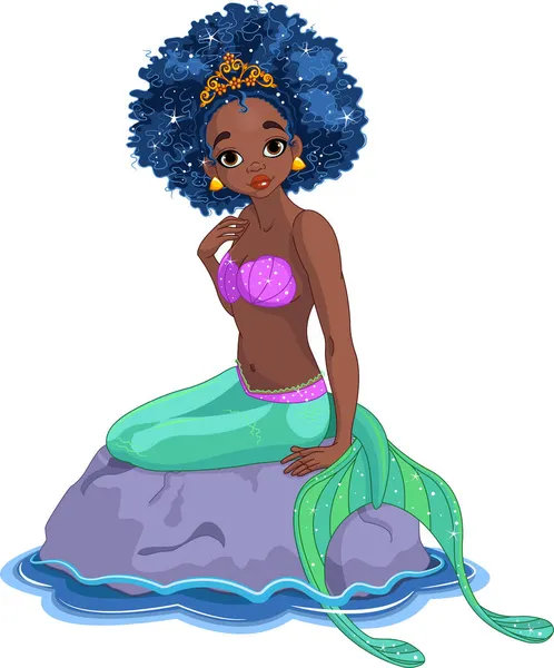 Preciosa Sirena Chica Sentada Roca Mar Ilustraciones De Stock Sin Royalties Gratis