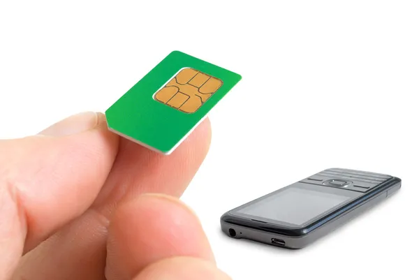 Sim 카드 및 휴대 전화. — 스톡 사진
