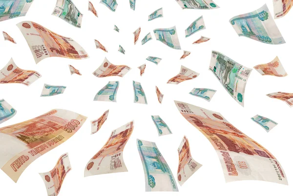 Russische geld in de lucht. — Stockfoto