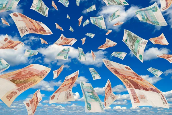 Russian money in the sky. — Stock Photo, Image