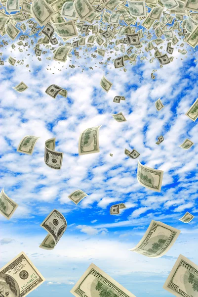 Geld am Himmel, vertikale Komposition. — Stockfoto