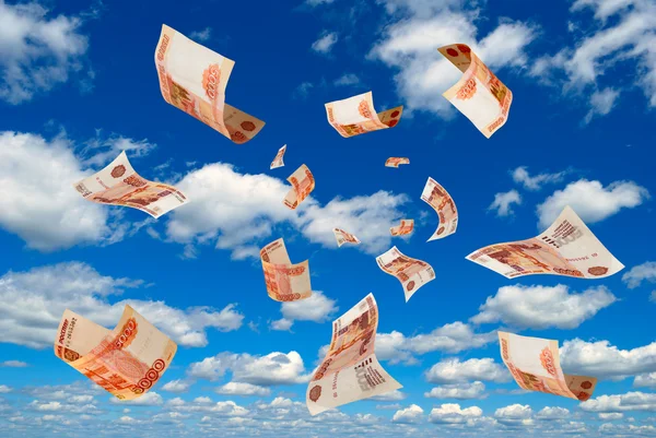 Russian money in sky. — Stock Photo, Image