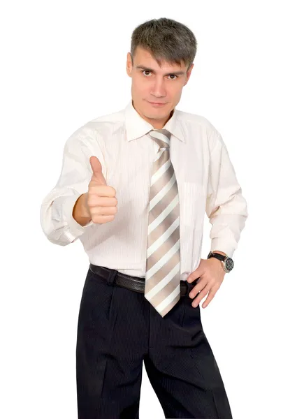 Glad man in a tie, isolated. — Stock Photo, Image