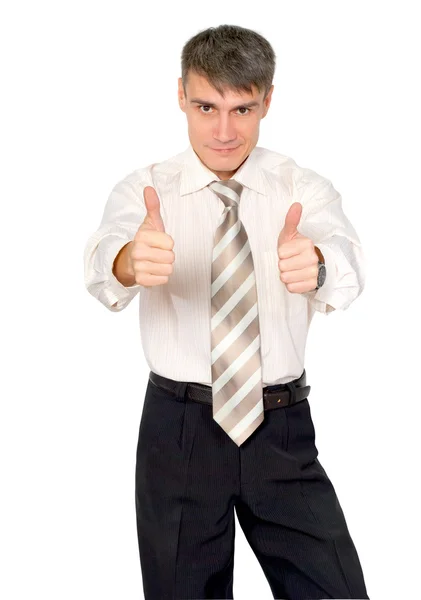 Glad man in a tie, isolated. — Stock Photo, Image