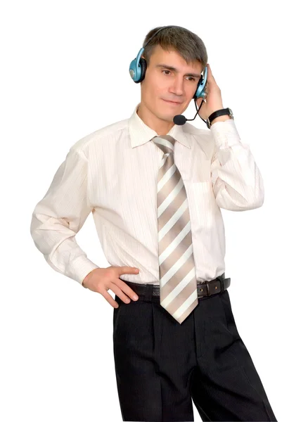 Man in the headset. — Stock Photo, Image