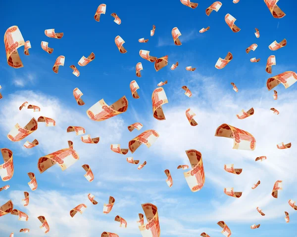 Russian money in sky. — Stock Photo, Image