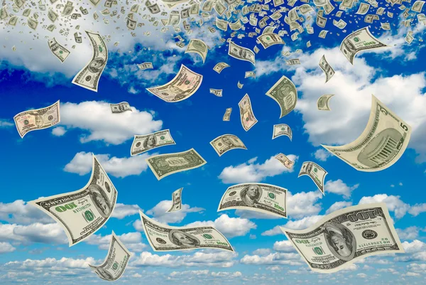 Dollars in the blue sky. — Stock Photo, Image