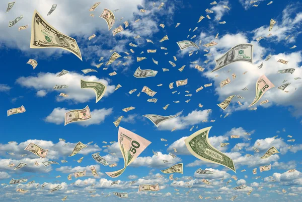 Geld am Himmel. — Stockfoto