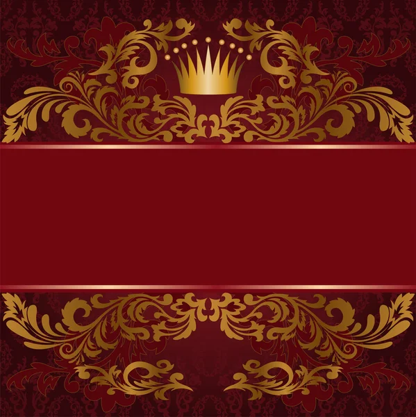 Roter Hintergrund mit vergoldetem Ornament — Stockvektor