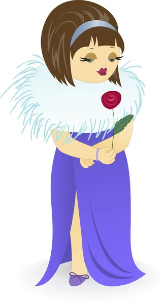 Chica con una rosa — Vector de stock