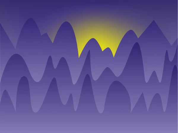 Puesta de sol en las montañas — Vector de stock