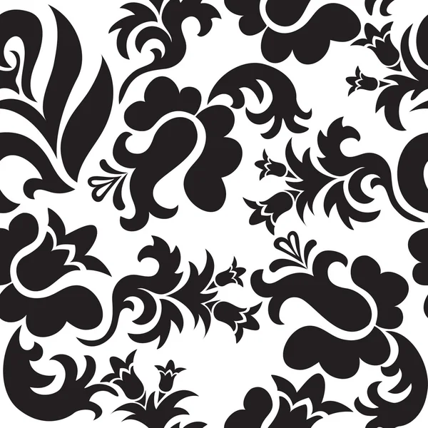 Negro floral sin costura — Vector de stock