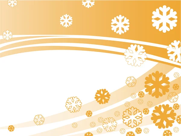 Fond orange avec flocons de neige — Image vectorielle