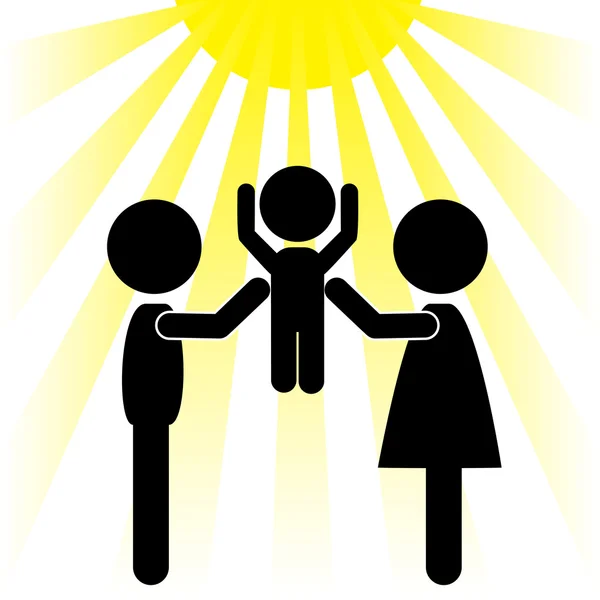 Silhouettes of family and the sun — Stock Vector