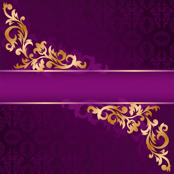 Purple banner with gold ornaments — Stock Vector