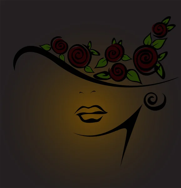 Kobieca sylwetka z czarne róże — Wektor stockowy