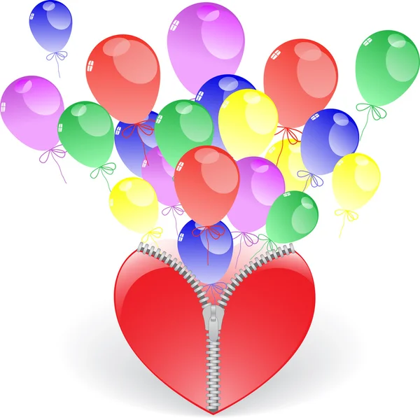 Herz mit Luftballons — Stockvektor