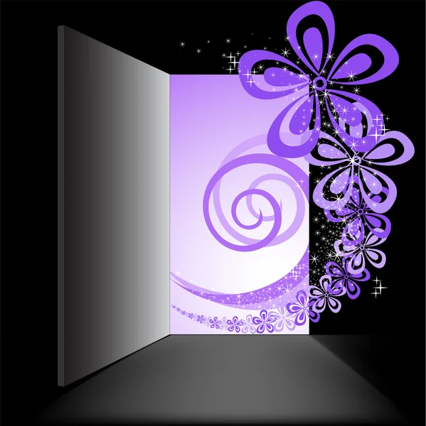 Open the door with the purple swirl — Stock Vector