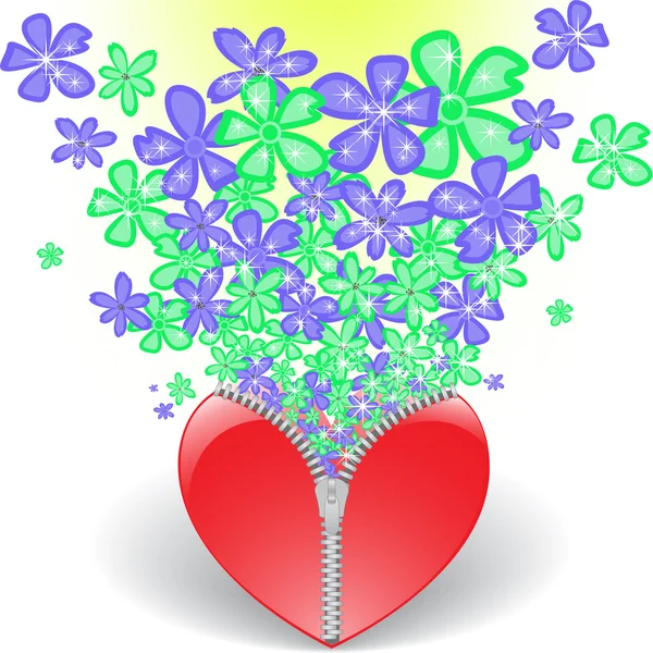 Καρδιά με λουλούδια — Διανυσματικό Αρχείο