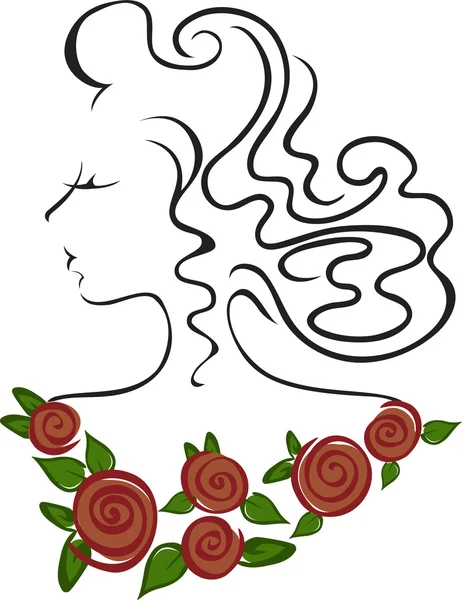 Fille avec un collier de roses — Image vectorielle