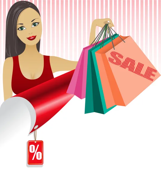 Woman with shopping bags — Stock Vector