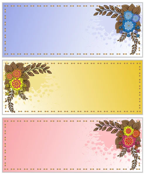 Cartes éclaboussées avec des fleurs — Image vectorielle