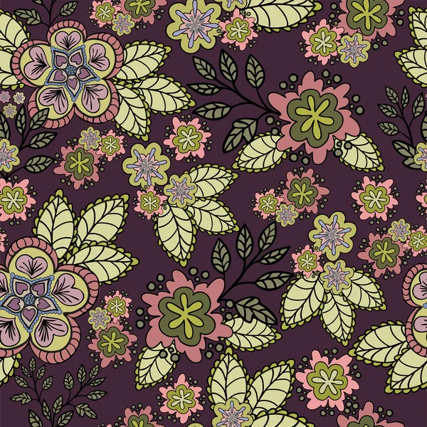 Fond fleuri sans couture bordeaux — Image vectorielle