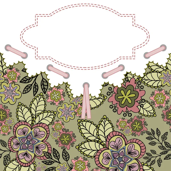 Ansichtkaart met een roze lace — Stockvector