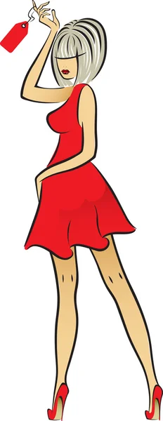 Piros ruhás nő — Stock Vector