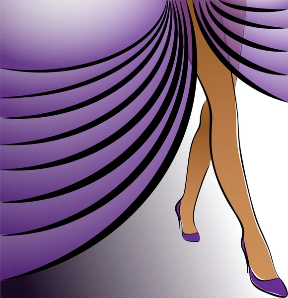 Female feet on the purple — Stock Vector