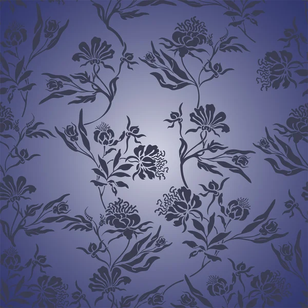 蓝色花卉无缝背景 — 图库矢量图片
