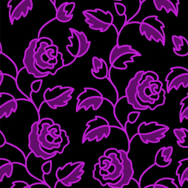 Fond sans couture noir avec des roses — Image vectorielle