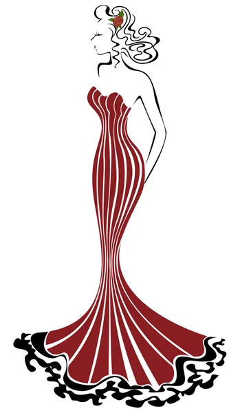 Mujer en rojo — Vector de stock