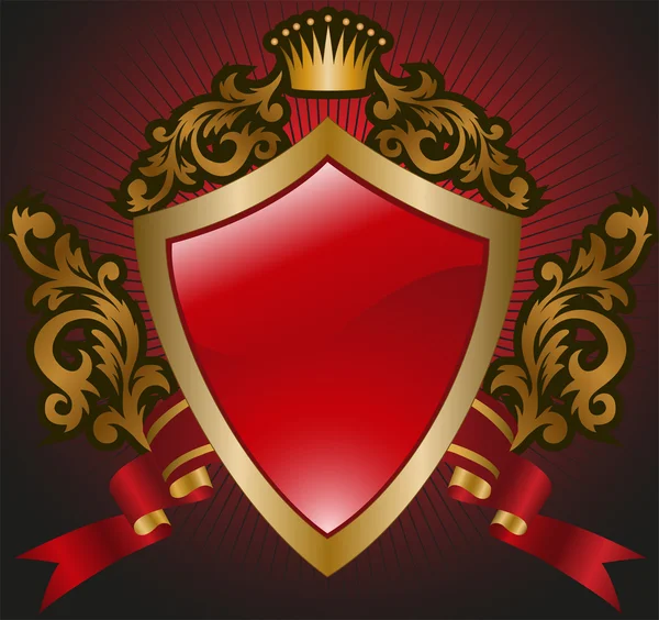 Knightly shield on a black background — Stock Vector