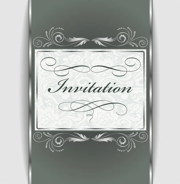 Invitation with silver ornament — Stock Vector
