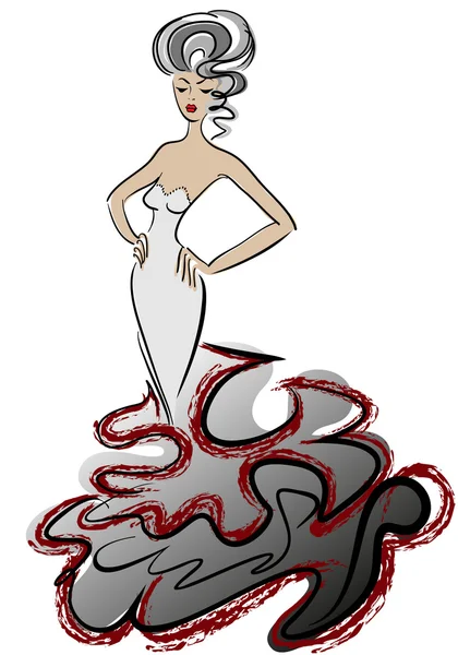 Woman in a long dress — Stock Vector