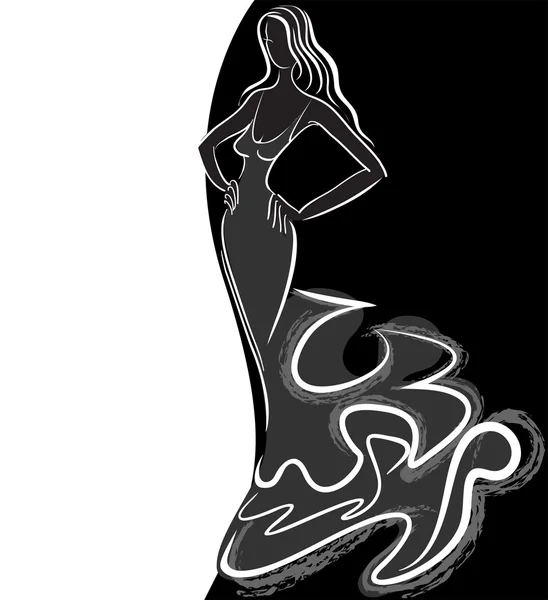 Женщина на бело-черном фоне — стоковый вектор