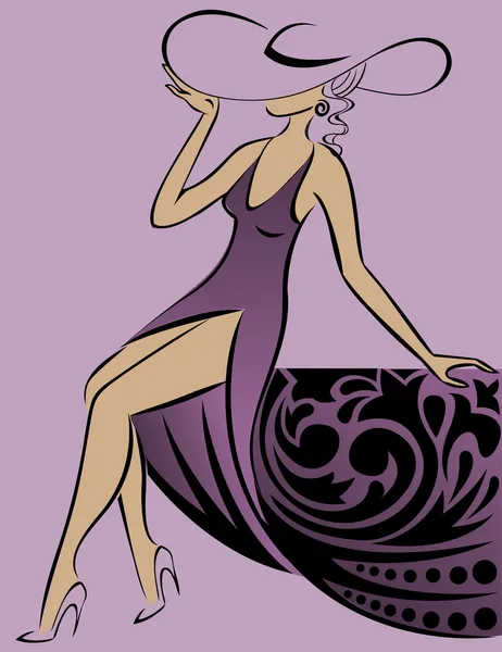 Femme en robe violette — Image vectorielle