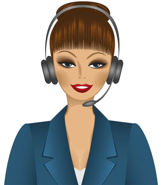 Operador de chica en auriculares — Vector de stock