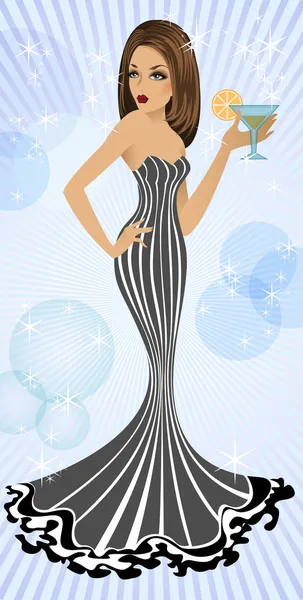 The girl in a gray dress — Stock Vector