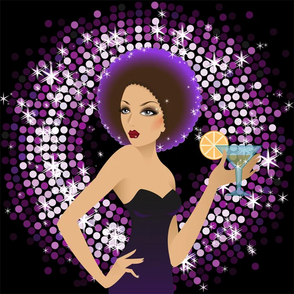 Girl in black on discotheque — Stock Vector