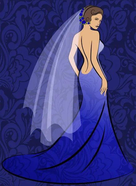 La mariée dans une robe bleue — Image vectorielle