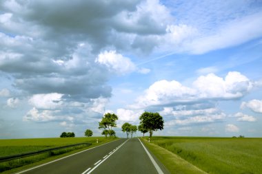 yol arasında kırsal manzara
