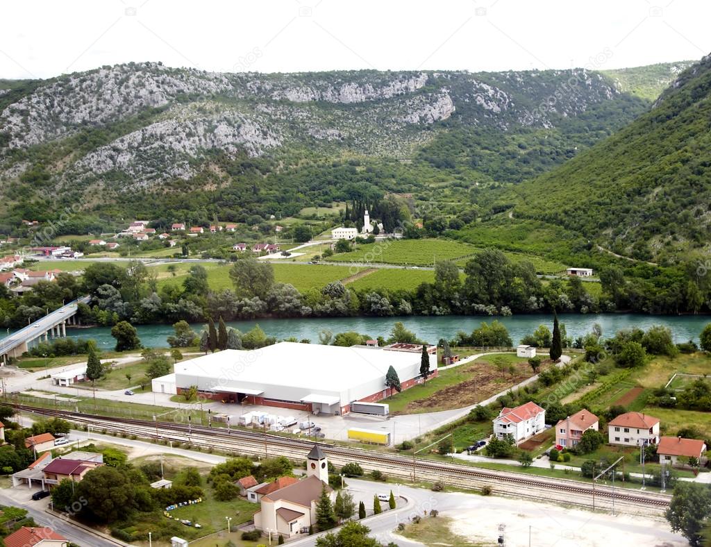 View from above on small town Pocitelj, Bosnia-Gercegovina