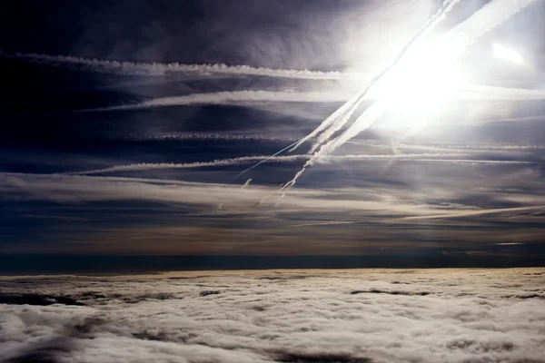 Puffy clouds on height of 5000 m — Stock Photo, Image