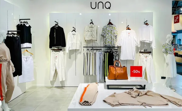 Latvia Riga August 2021 Interior Unq Retail Room Big Sales — 图库照片