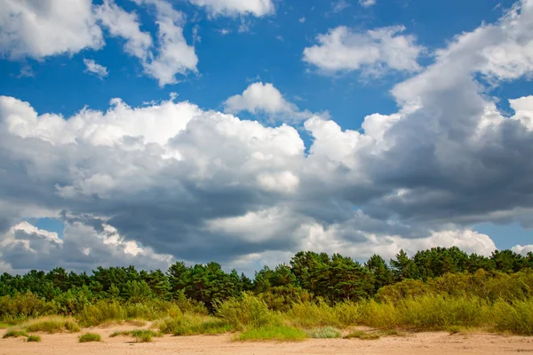 Panorama Quente Golfo Riga Mar Báltico Contra Fundo Nuvens Cumulus — Fotografia de Stock