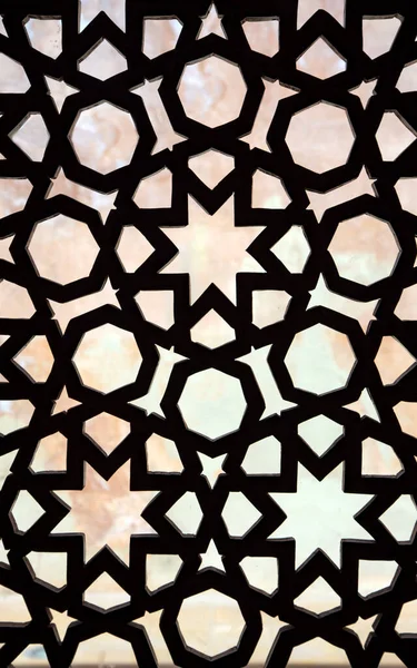 Träpanel Med Arabisk Geometrisk Prydnad Orientaliskt Traditionellt Mönster Med Upprepad — Stockfoto