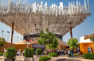 BAE, DUBAI, Kasım 2021: 2020 Dubai Fuarı 'ndaki güzel Avustralya pavyonu, BAE