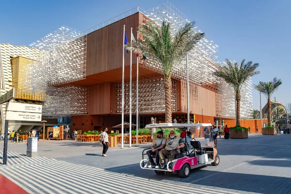 Uae Dubai November 2021 Poland Pavilion Electric Car Carrying Visitors — 스톡 사진